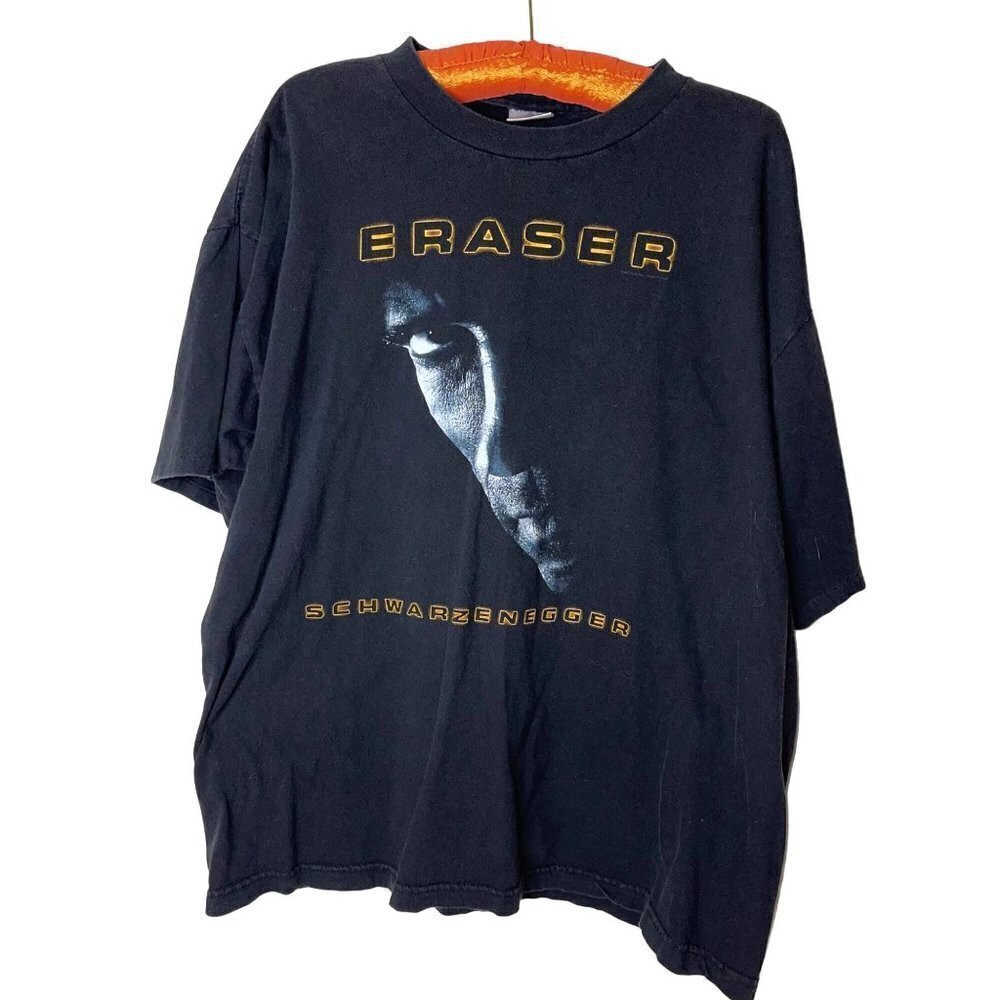 Eraser Arnold Schwarzenegger T Shirt Black Size XL Vintage 90s Movie Pure Cotton
